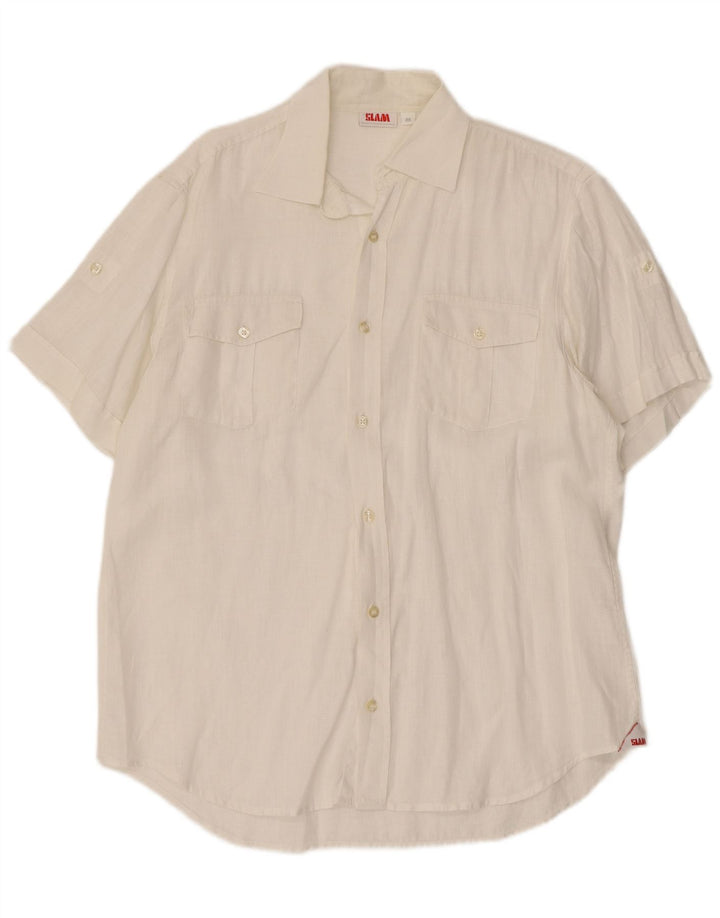 Camisa De Manga Corta Slam Hombre Blanco Mediano