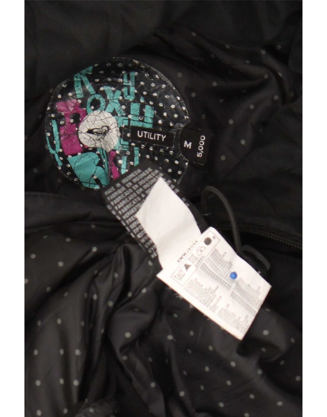 Chaqueta cortavientos con capucha gráfica para mujer Roxy UK 44 Mediana Poliamida negra