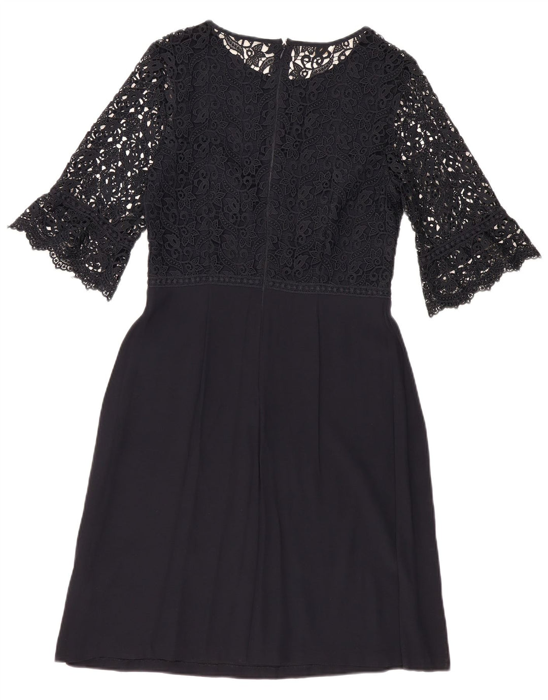 MONSOON Vestido acampanado de manga 3/4 para mujer, talla 40, talla pequeña, azul marino, floral