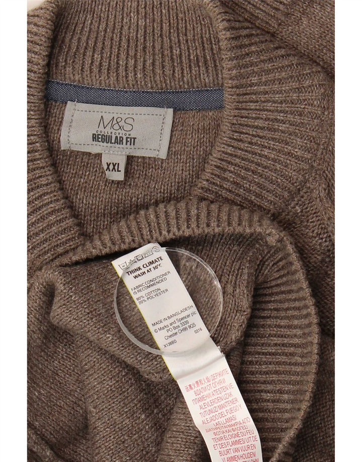 Marks & Spencer - Cárdigan de ajuste regular para hombre, talla 2XL, algodón marrón