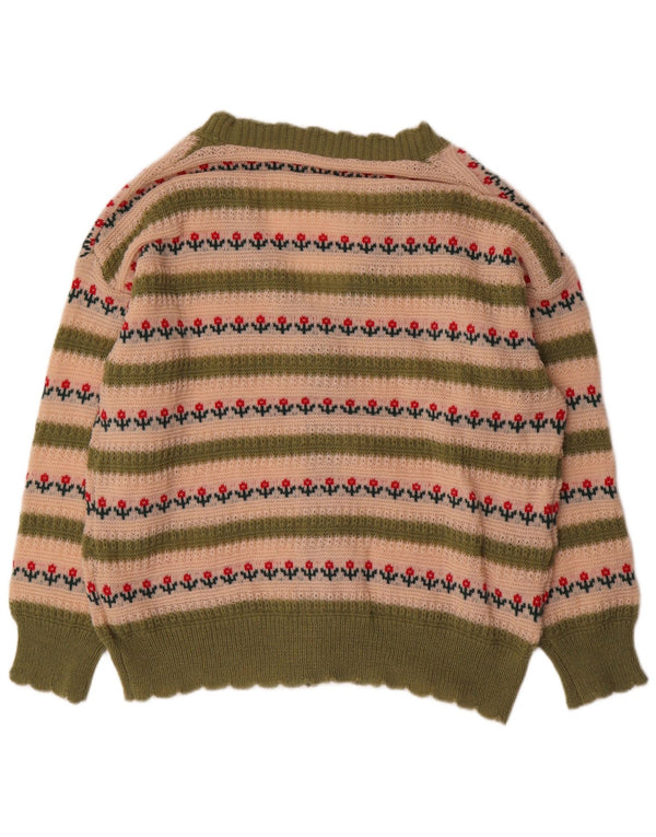 Shein Suéter tipo cárdigan extragrande para mujer UK 40 XL Poliéster a rayas verdes