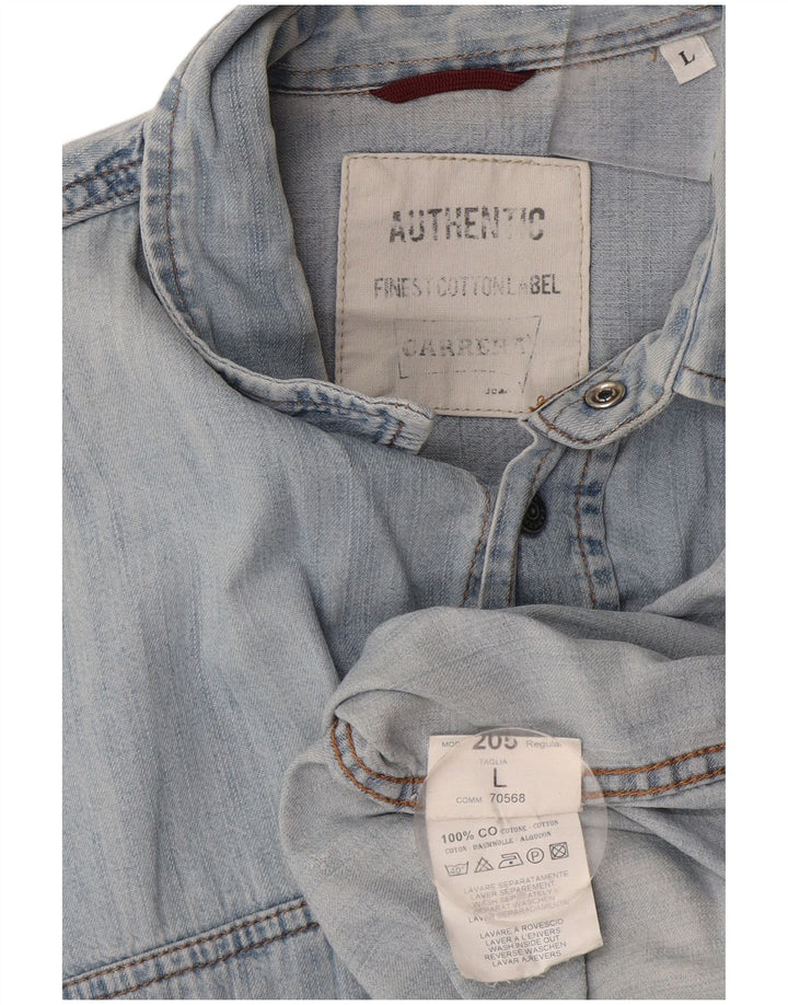 Camisa vaquera Carrera para hombre de algodón azul grande