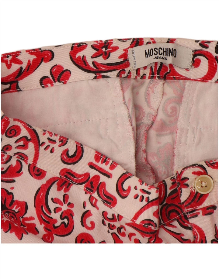 MOSCHINO Pantalones capri rectos para mujer UK 12 Medium W28 L21 Red Paisley