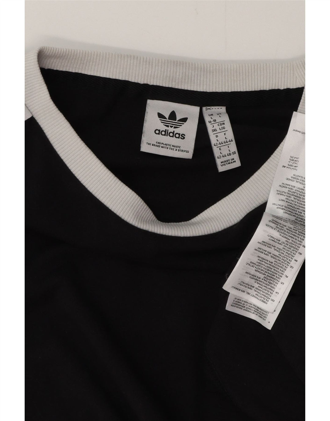 ADIDAS Camiseta Mujer Top UK 16/18 Grande Negro Algodón