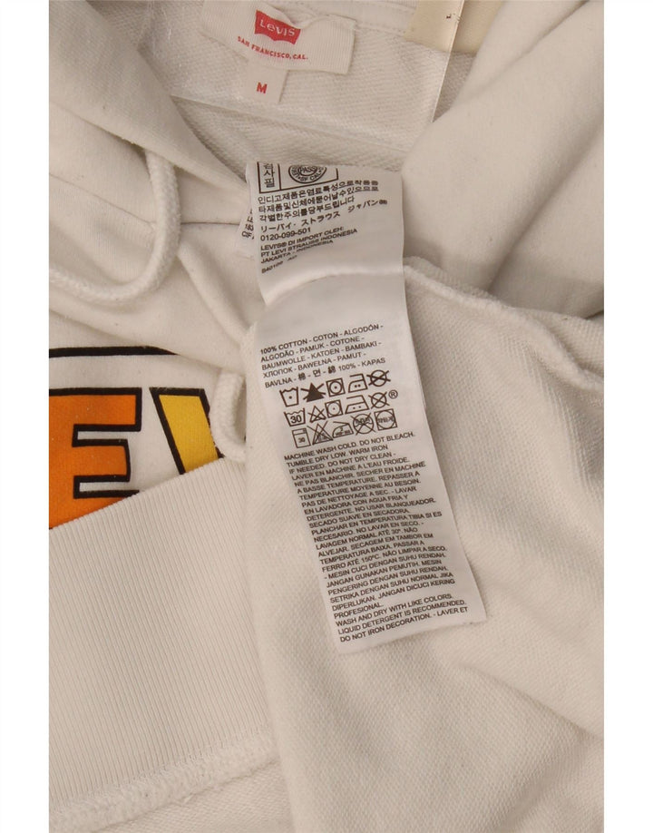 LEVI'S Jersey con capucha gráfico extragrande para mujer Reino Unido 14 Algodón blanco mediano