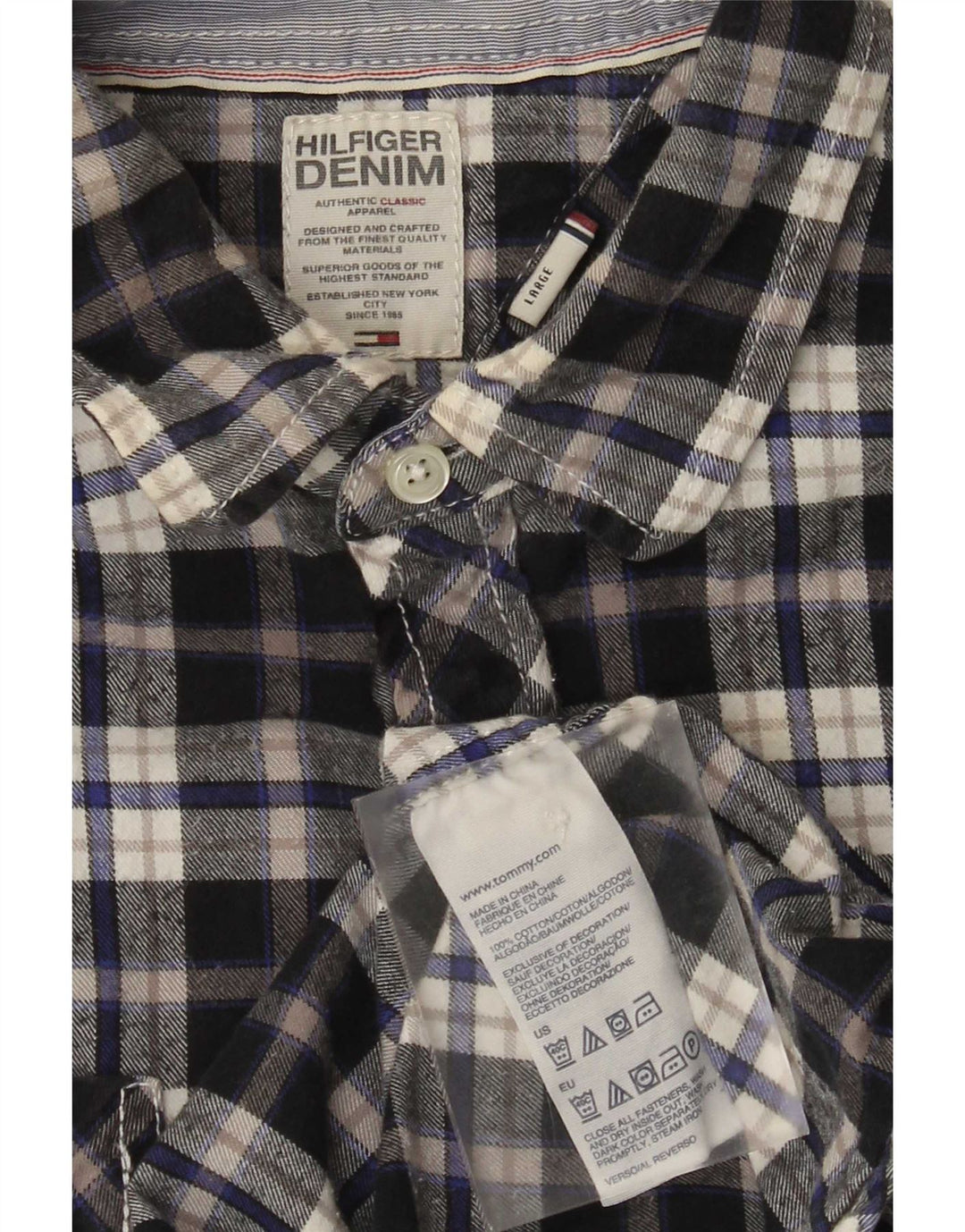 Tommy Hilfiger Camisa De Franela De Algodón A Cuadros Azul Grande | Hombre