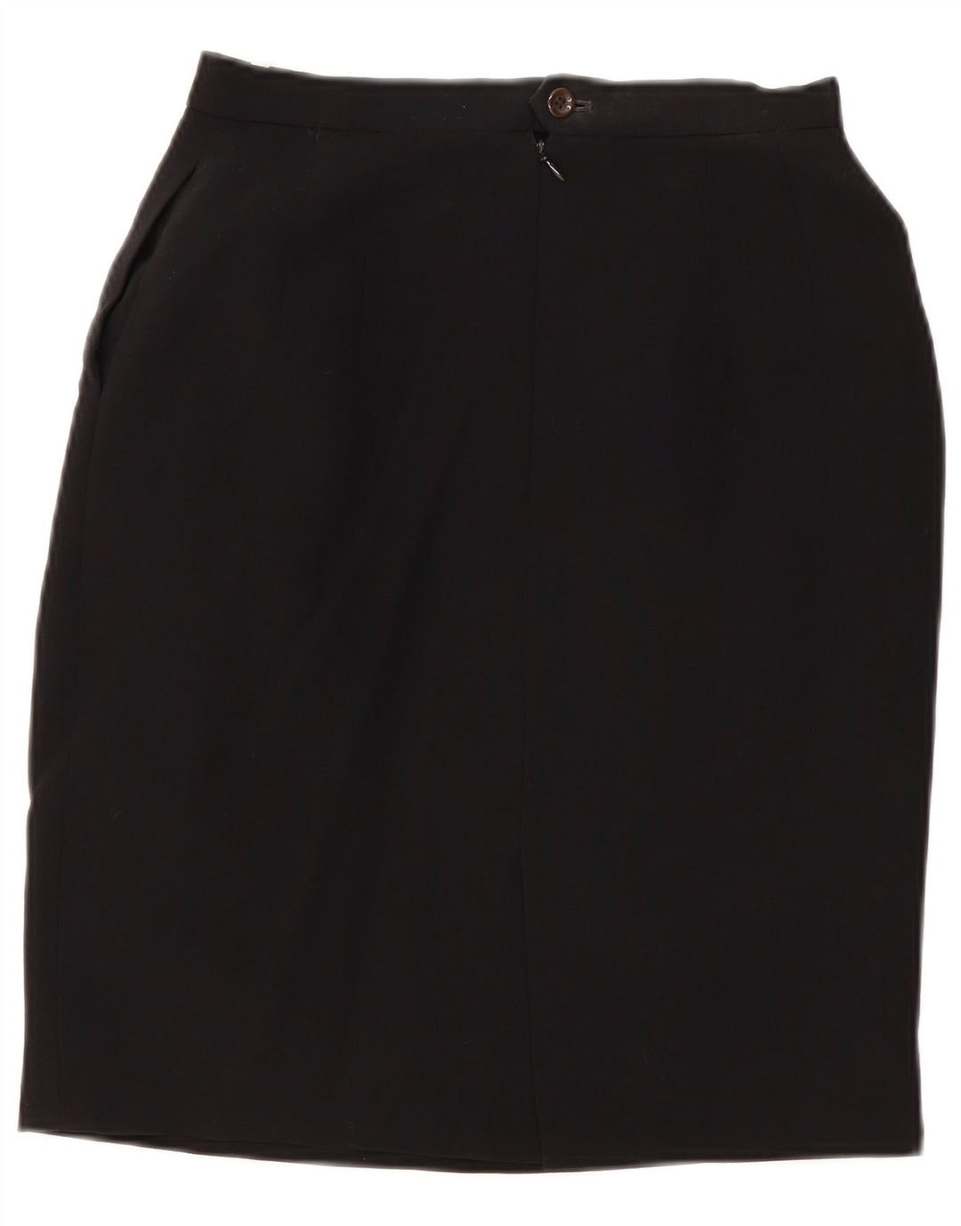 Falda lápiz vintage para mujer W28 lana negra mediana