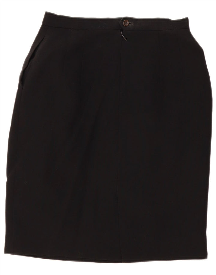 Falda lápiz vintage para mujer W28 lana negra mediana