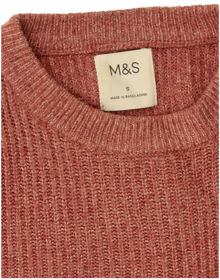 Marks & Spencer - Jersey de cuello redondo para hombre, talla pequeña, color granate, poliamida