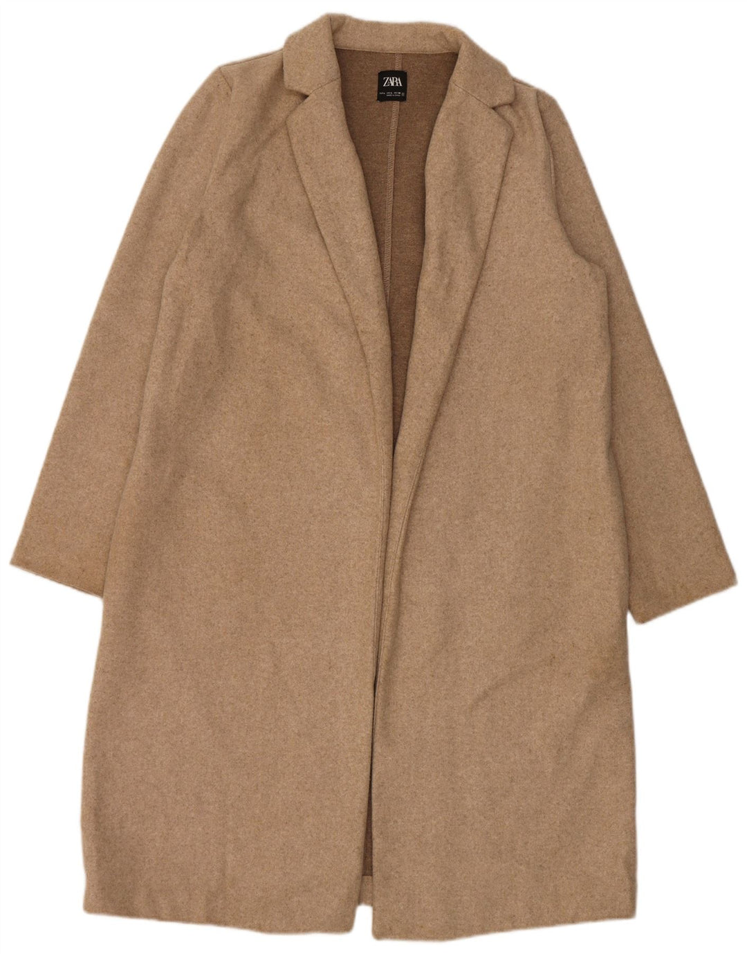Zara Mujer Abrigo UK 46 Grande Poliéster Beige