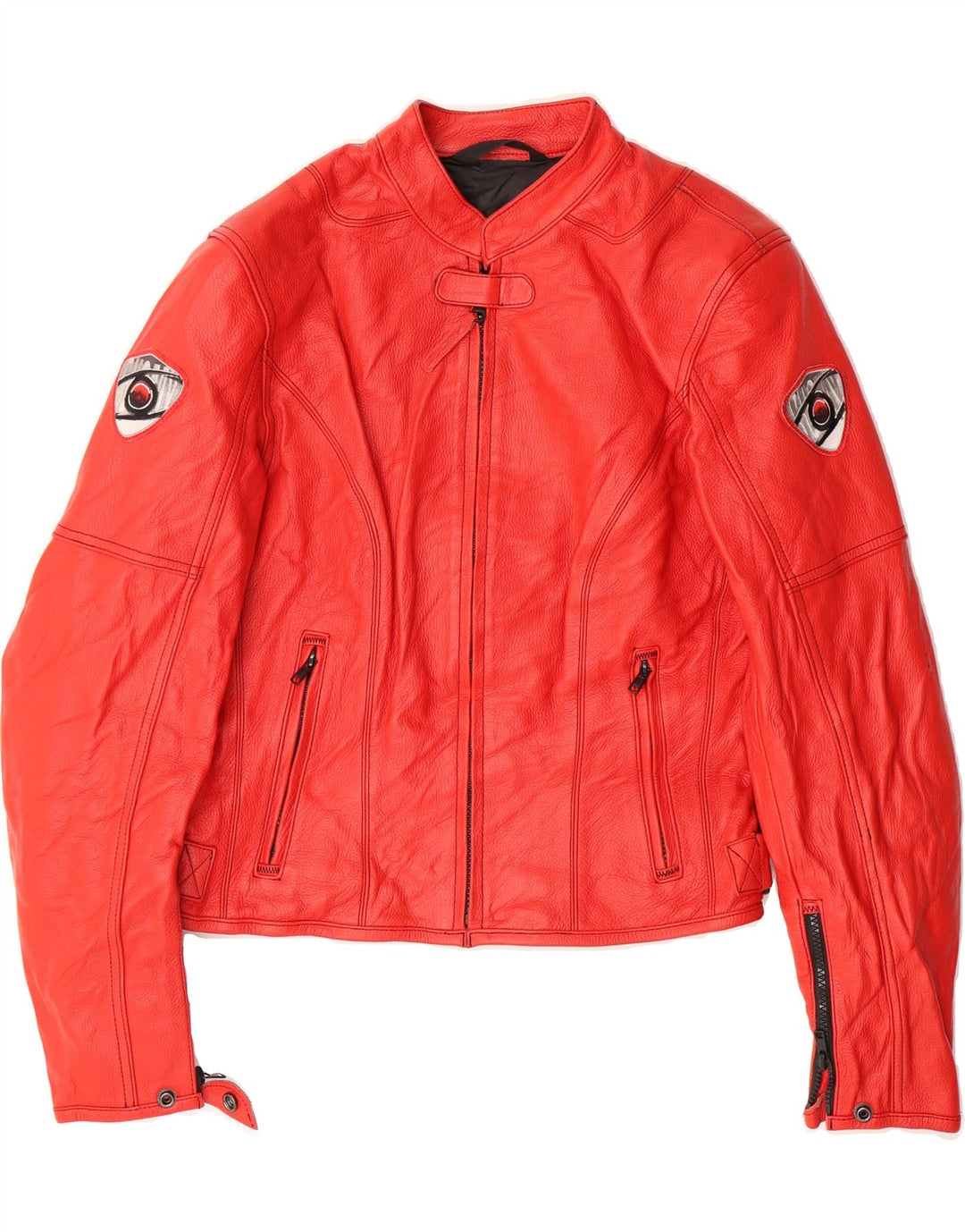 SUOMY Womens Leather Racer Jacket UK 18 XL Red Leather Vintage Suomy and Second-Hand Suomy from Messina Hembry 