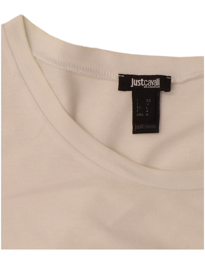 Just Cavalli Camiseta gráfica para hombre Top grande de algodón blanco