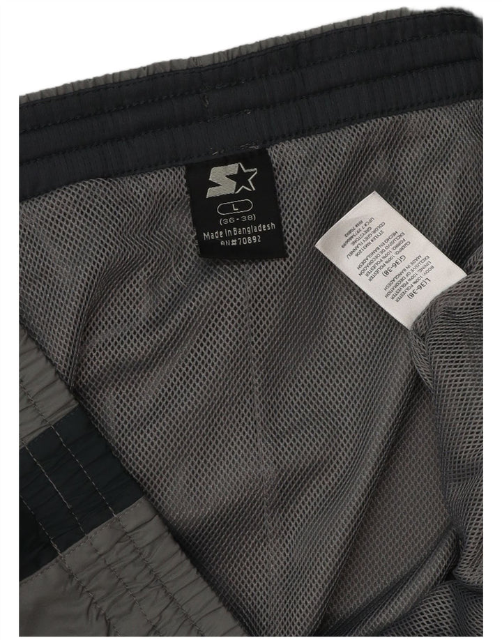 Starter Pantalón De Chándal Para Hombre Grande Gris Color Block Poliéster