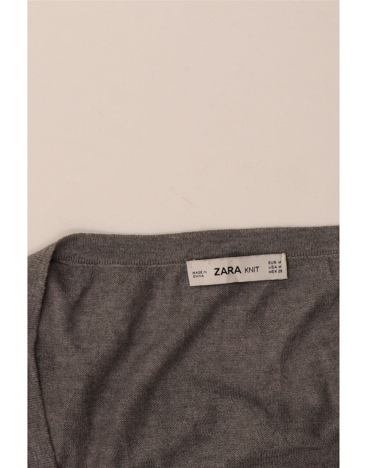 Zara Mujer Jersey Oversize con Cuello en V UK 44 Gris Medio
