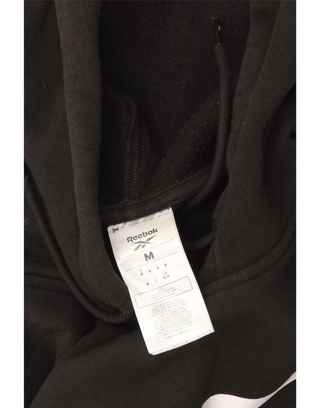 Reebok - Sudadera con capucha gráfica para hombre, talla mediana, algodón negro
