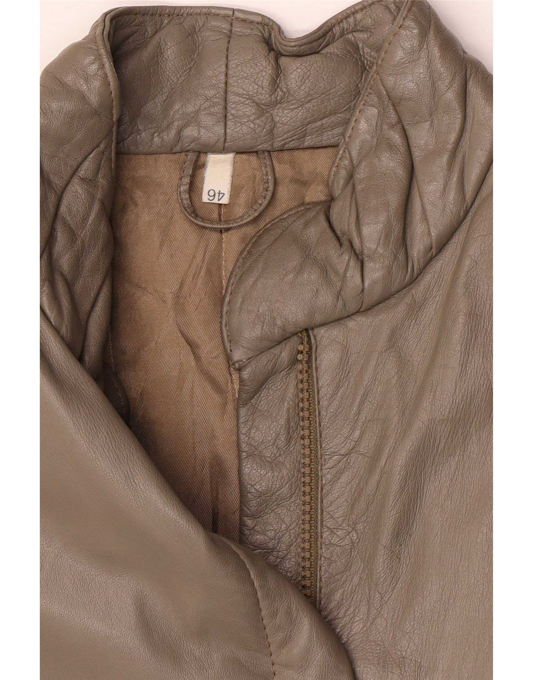 Vintage mujer regular fit chaqueta IT 46 grande gris cuero clásico