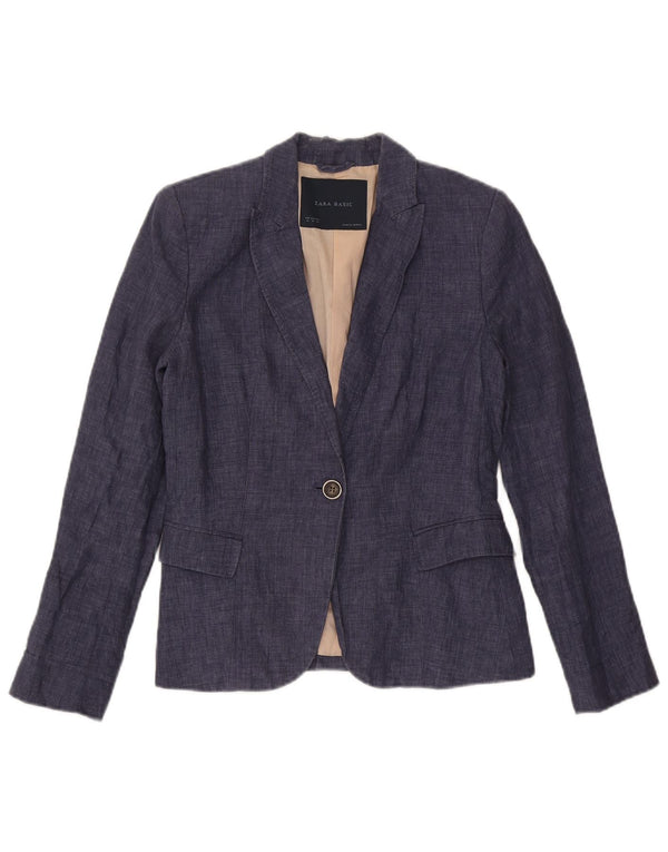 Zara Chaqueta Blazer De 1 Botón para Mujer UK 42 Azul Marino Mediano