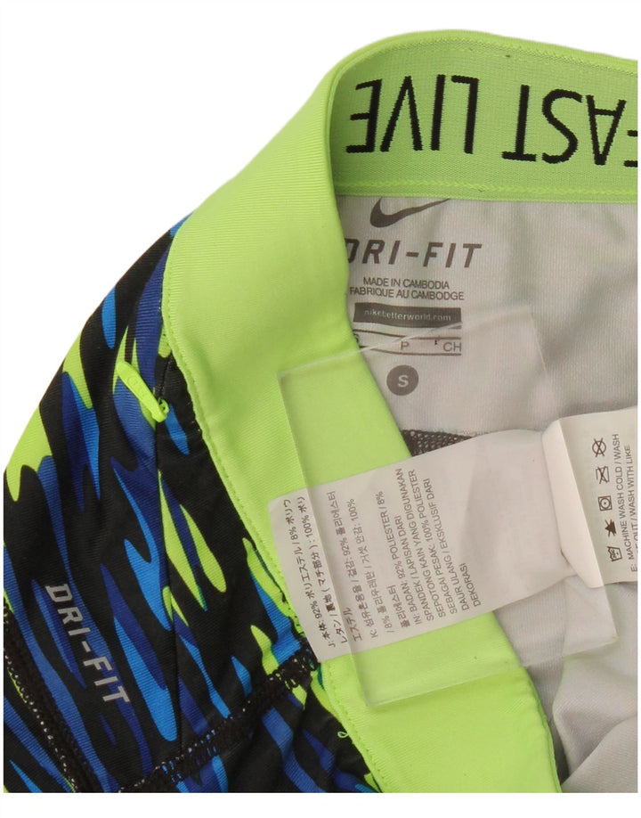 Nike Dri Fit Capri Leggings para mujer UK 10 Pequeño Azul Camuflaje Poliéster
