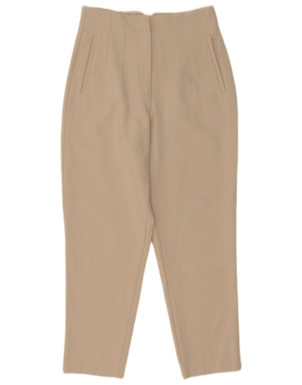 Zara Mujer Pantalones Casuales Cónicos De Cintura Alta Mediano W28 L27 Beige