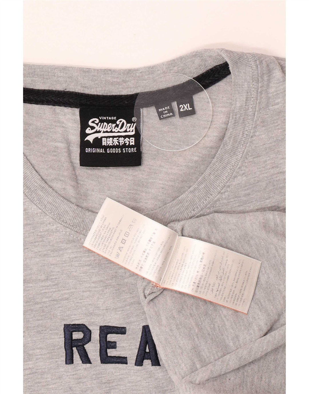 Superdry Camiseta gráfica para hombre Top 2XL Algodón gris