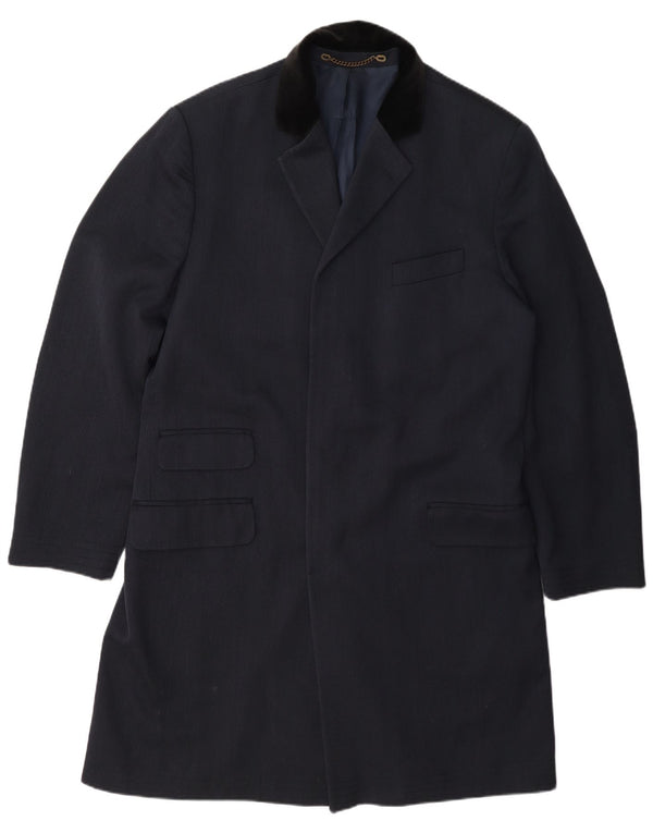Vintage hombre abrigo Reino Unido 42 XL lana azul marino