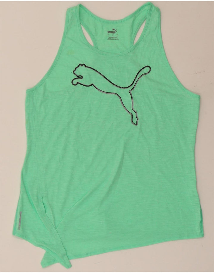 Puma Mujer Gráfico Chaleco Top UK 14 Grande Verde Moteado