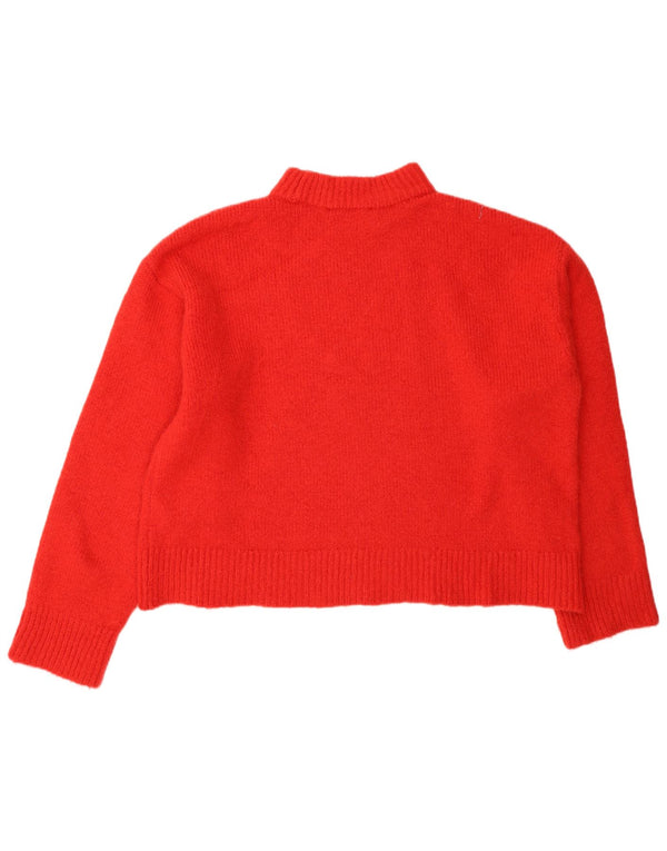 Zara Mujer Crop Oversize Cuello Alto Jersey Jersey UK 10 Small Naranja