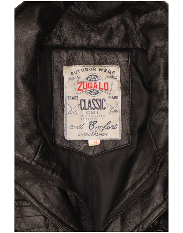 Vintage hombres chaqueta de cuero Reino Unido 38 medio negro