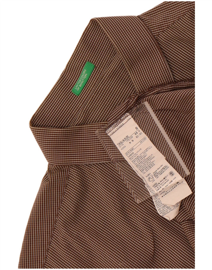 Camisa Benetton Hombre Small Algodón A Cuadros Marrón