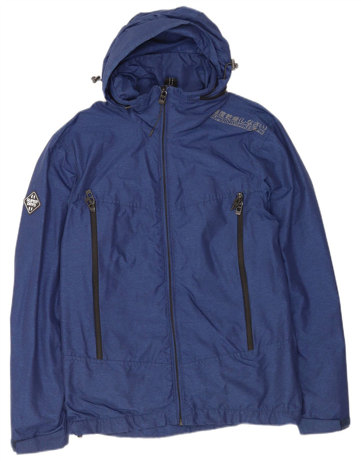 Superdry Chaqueta cortavientos con capucha para hombre UK 36 Small Poliéster azul marino
