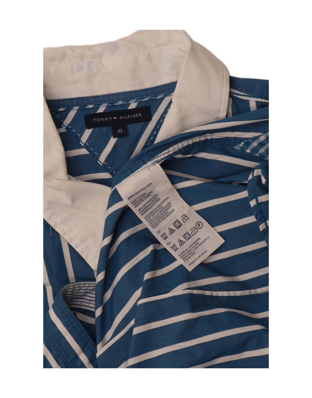 TOMMY HILFIGER Camisa para mujer US 10 Grande Algodón a rayas azules