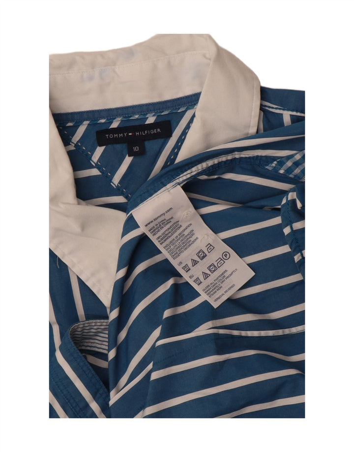 TOMMY HILFIGER Camisa para mujer US 10 Grande Algodón a rayas azules