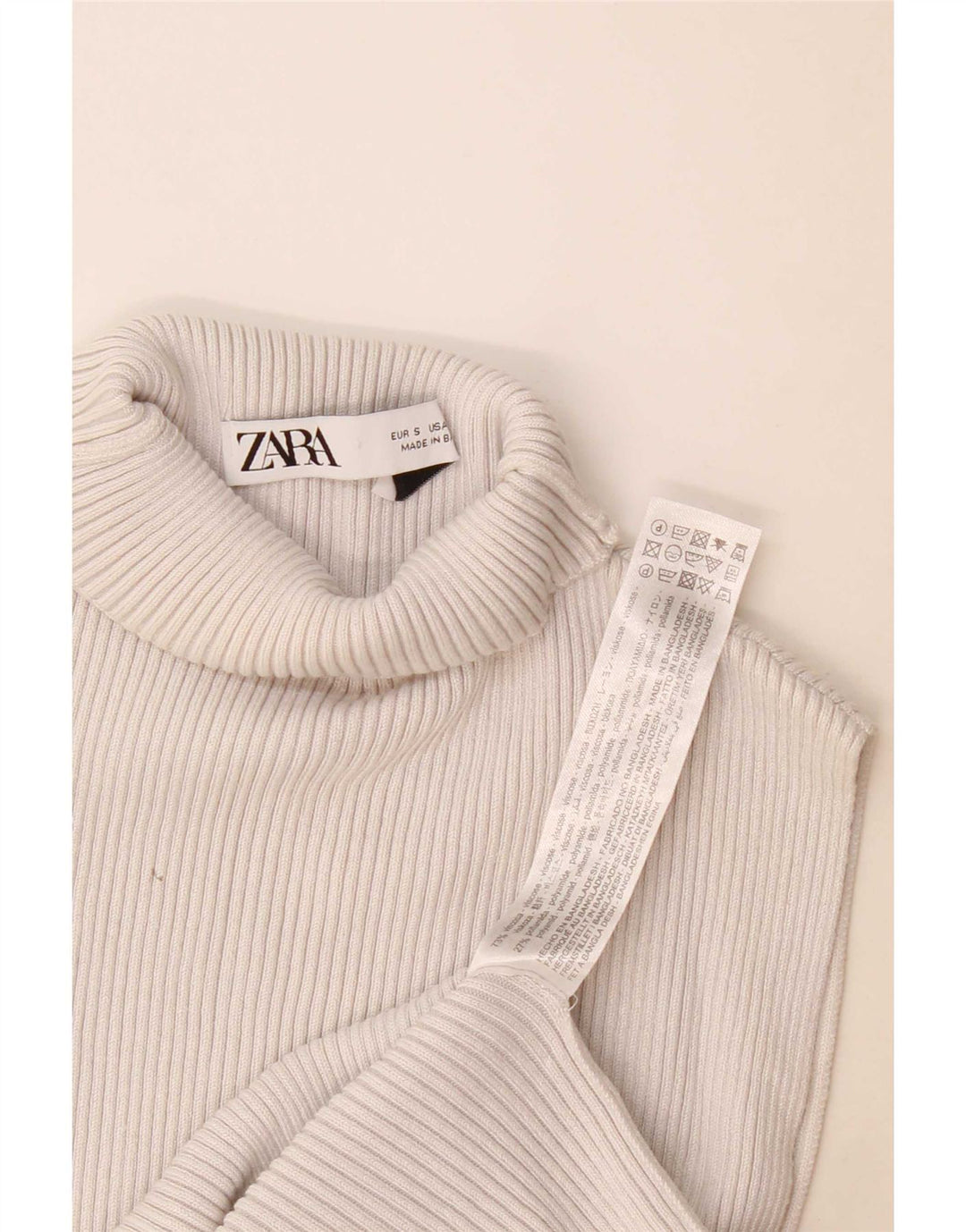 Zara Mujer Chaleco Top UK 8 Small Gris Viscosa