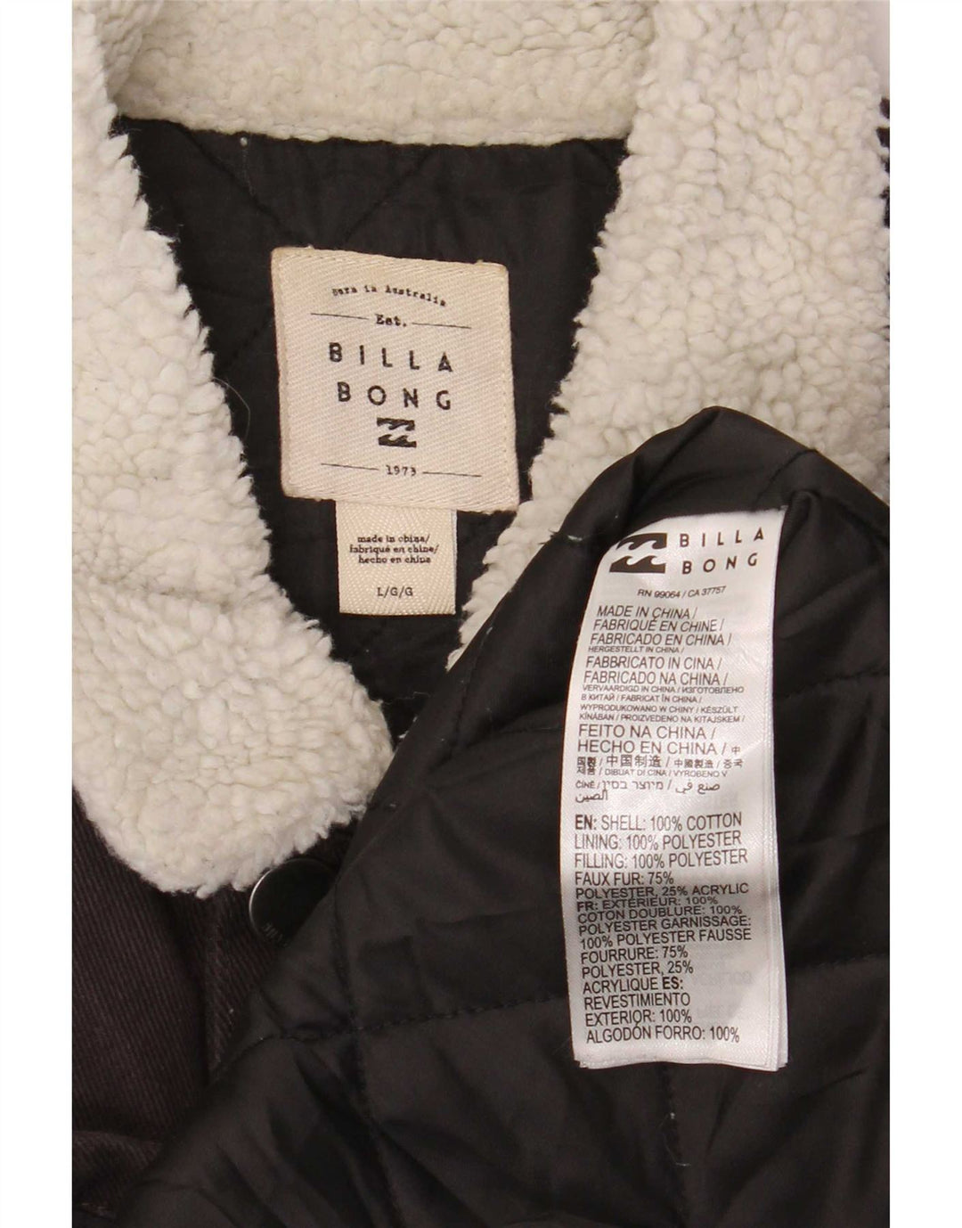 Billabong Chaqueta vaquera de corte regular para hombre, Reino Unido 40, algodón gris grande