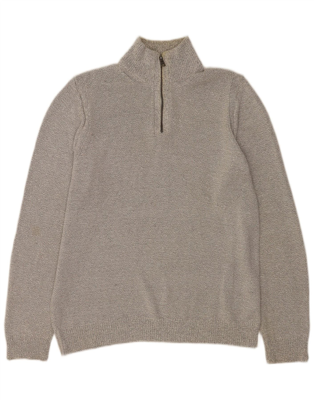 Marks & Spencer Jersey con cuello y cremallera para hombre, talla grande, algodón gris