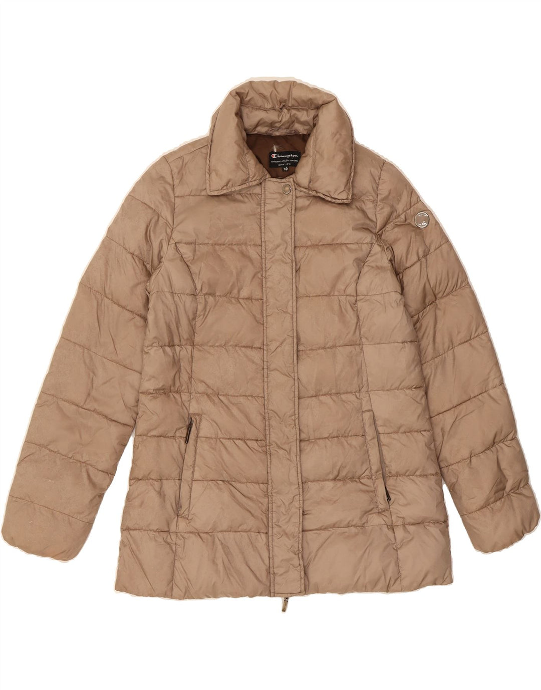 CHAMPION Womens Padded Jacket IT 40 Small Beige Polyamide Vintage Champion and Second-Hand Champion from Messina Hembry 