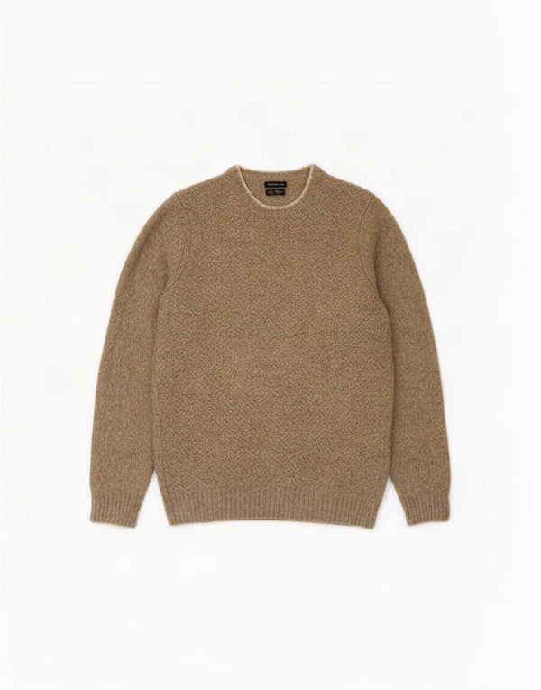 Massimo Dutti Jersey Hombre Cuello Barco XL Beige Moteado