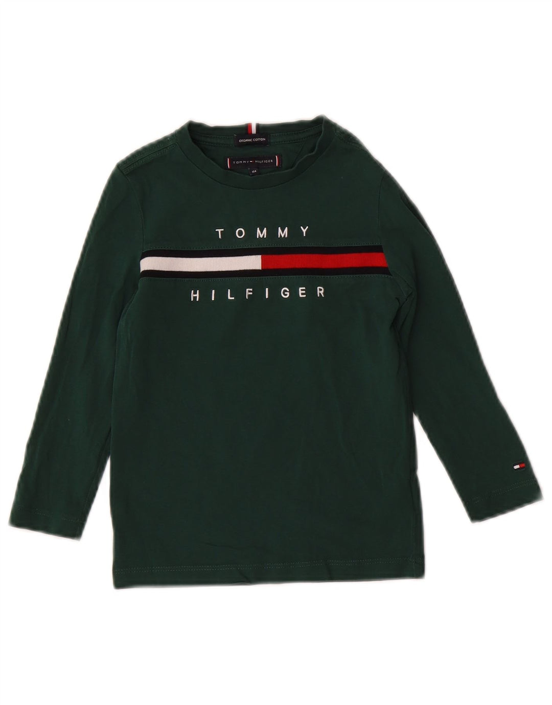 TOMMY HILFIGER Camiseta gráfica para niño Manga larga 3-4 años Algodón verde