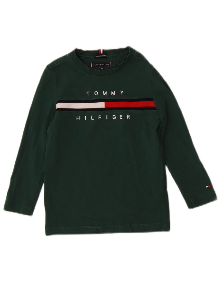 TOMMY HILFIGER Camiseta gráfica para niño Manga larga 3-4 años Algodón verde