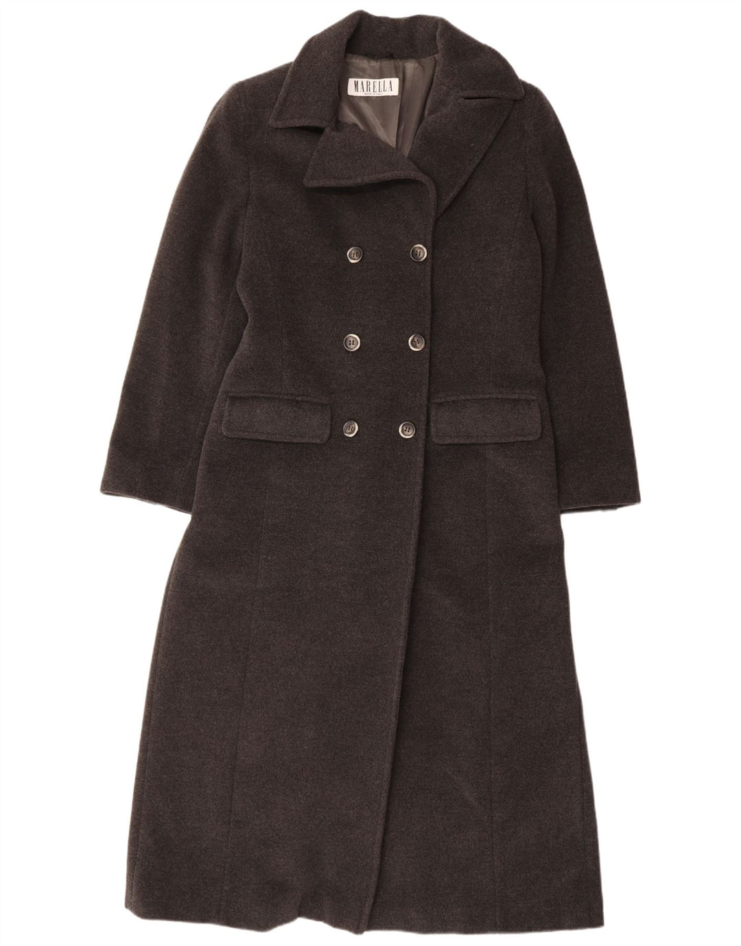 MARELLA Abrigo cruzado para mujer UK 44 Lana virgen gris grande