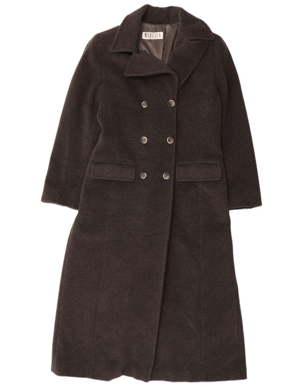 MARELLA Abrigo cruzado para mujer UK 44 Lana virgen gris grande