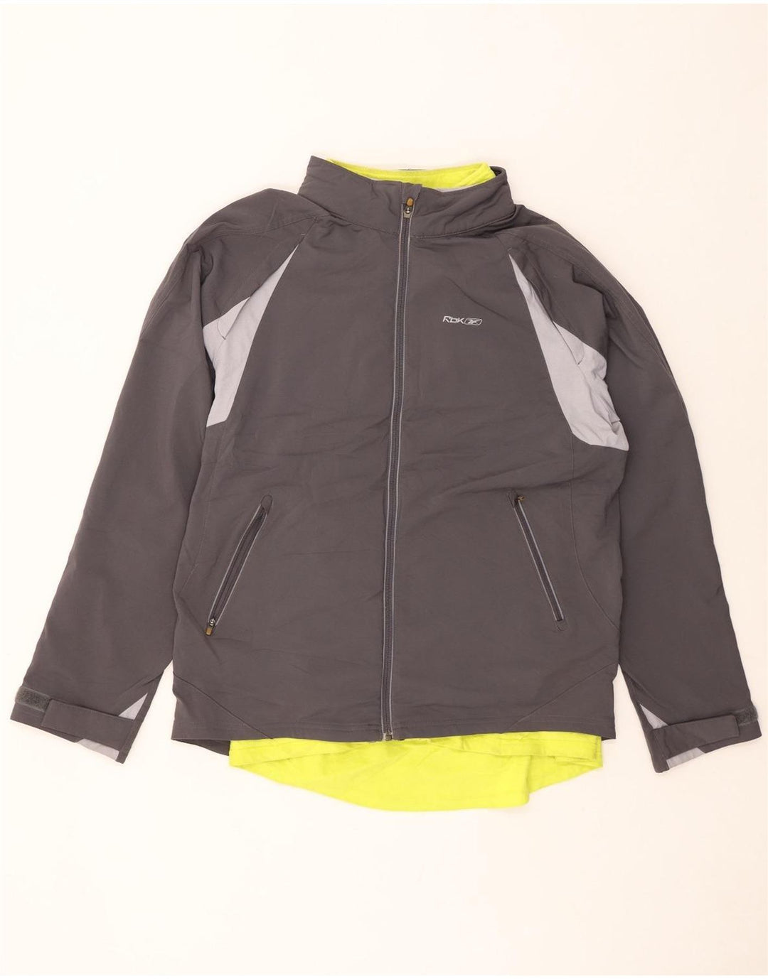 REEBOK Chaqueta cortavientos para hombre UK 40 Grande Gris Colorblock Poliéster