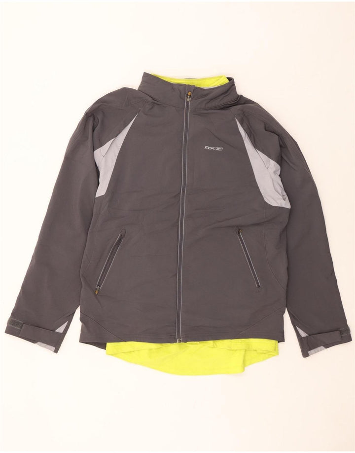 REEBOK Chaqueta cortavientos para hombre UK 40 Grande Gris Colorblock Poliéster