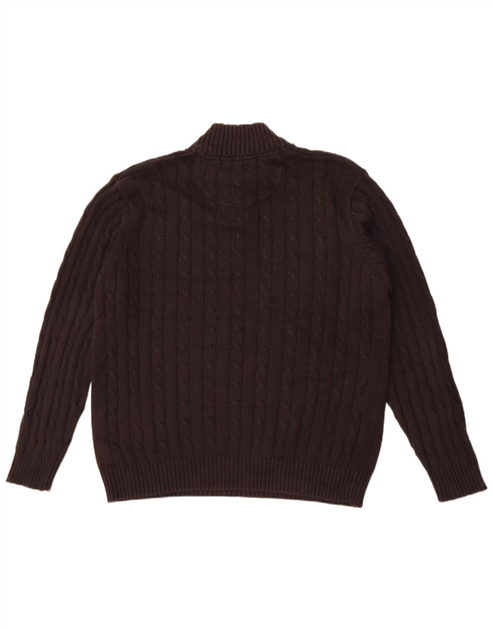 Marks & Spencer Jersey azul con cuello y cremallera Harbor para hombre, talla grande, negro