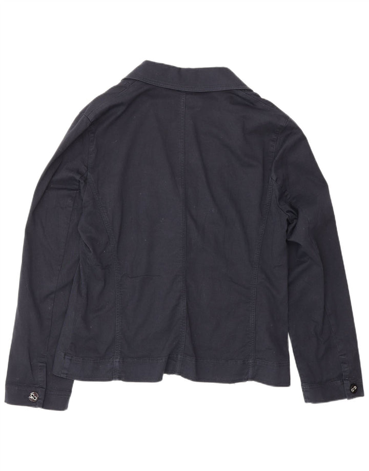 Perte by Krizia Chaqueta tipo blazer de 2 botones para mujer UK 44 Grande Algodón azul marino