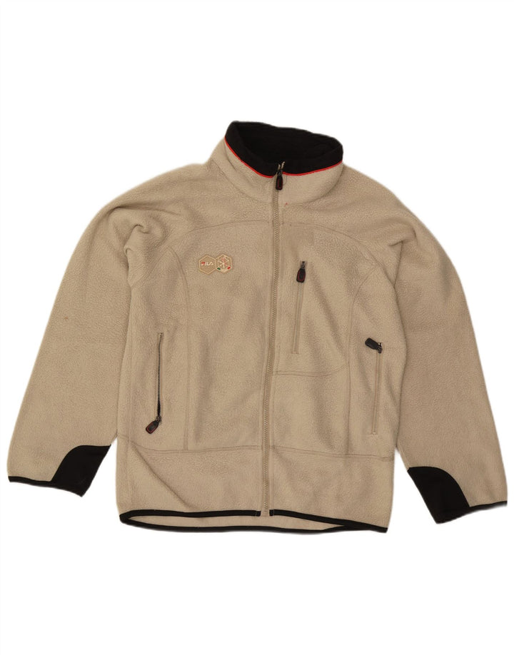 Fila Chaqueta polar para hombre UK 36 Small Beige Colorblock Poliéster