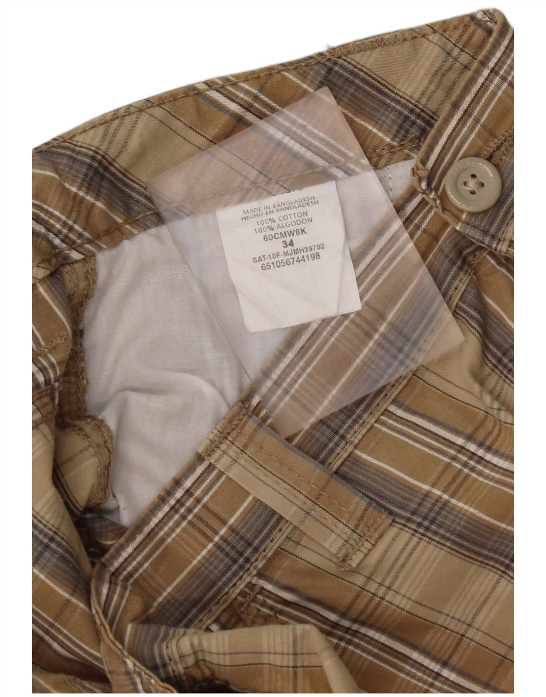 WRANGLER Pantalones cortos cargo para hombre W34 Algodón a cuadros marrón grande