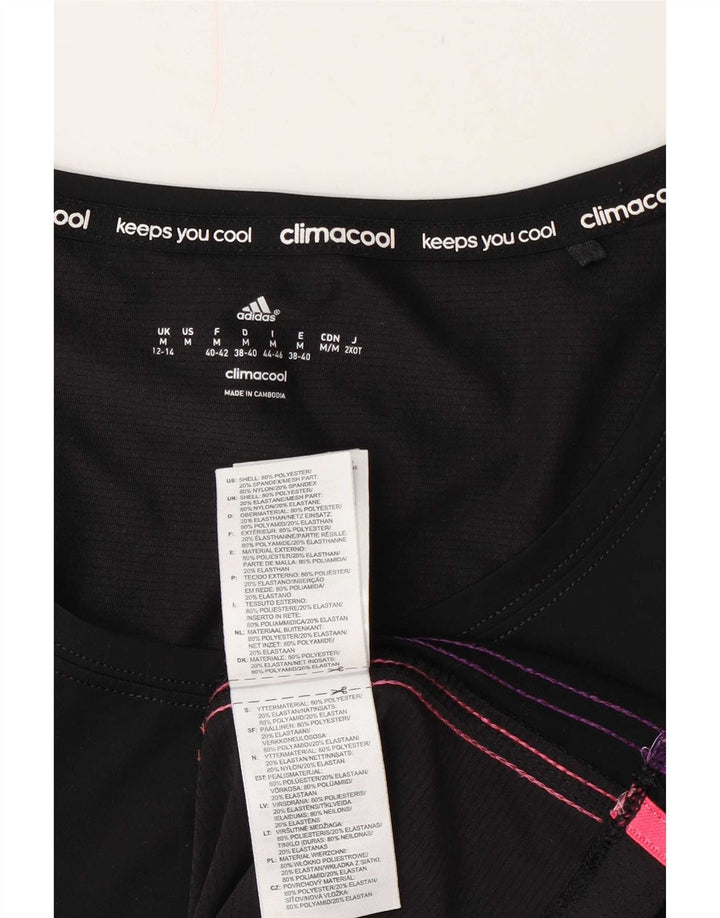 Adidas Mujer Climacool Camiseta Top UK 12/14 Mediano Negro Poliéster