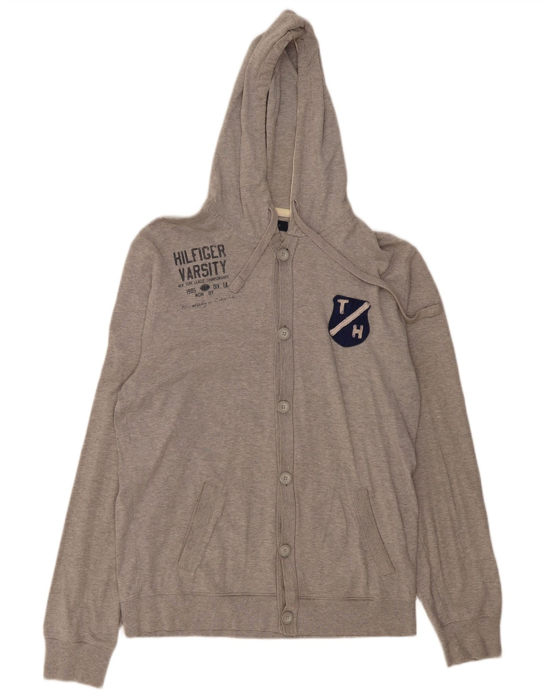 TOMMY HILFIGER Suéter tipo cárdigan con capucha de ajuste vintage para mujer UK 18 XL Gris