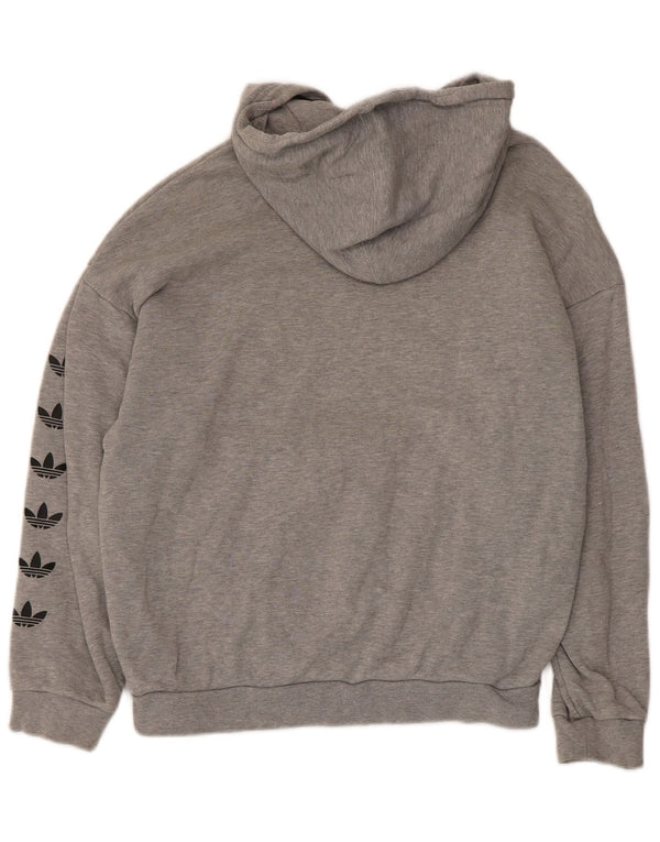 Adidas - Sudadera con capucha para mujer, diseño gráfico de gran tamaño, talla 6, XS, algodón gris